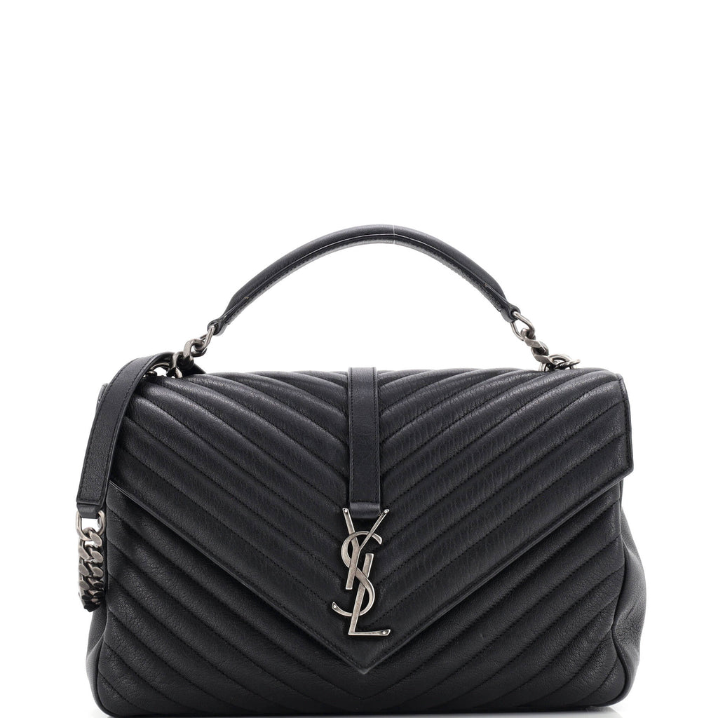 Classic Monogram College Bag Matelasse Chevron Leather Large