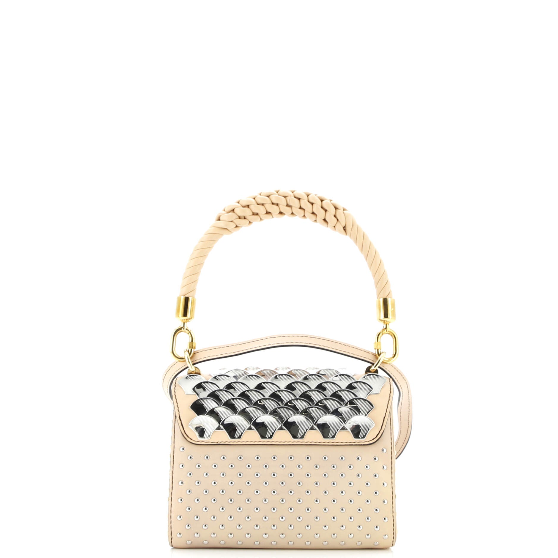 Braided Handle Twist Bag Embellished Leather PM
