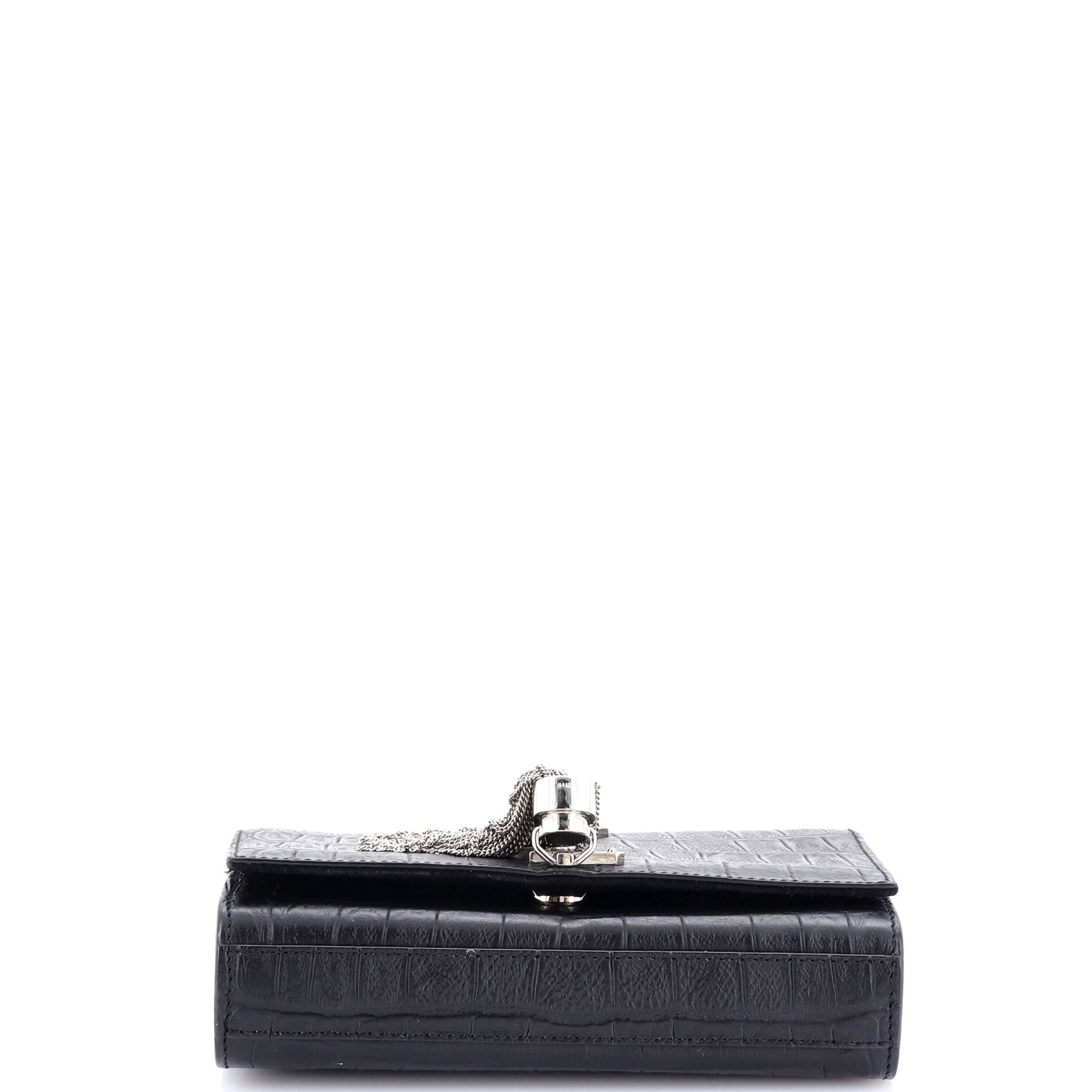 Classic Monogram Tassel Crossbody Bag Crocodile Embossed Leather Small