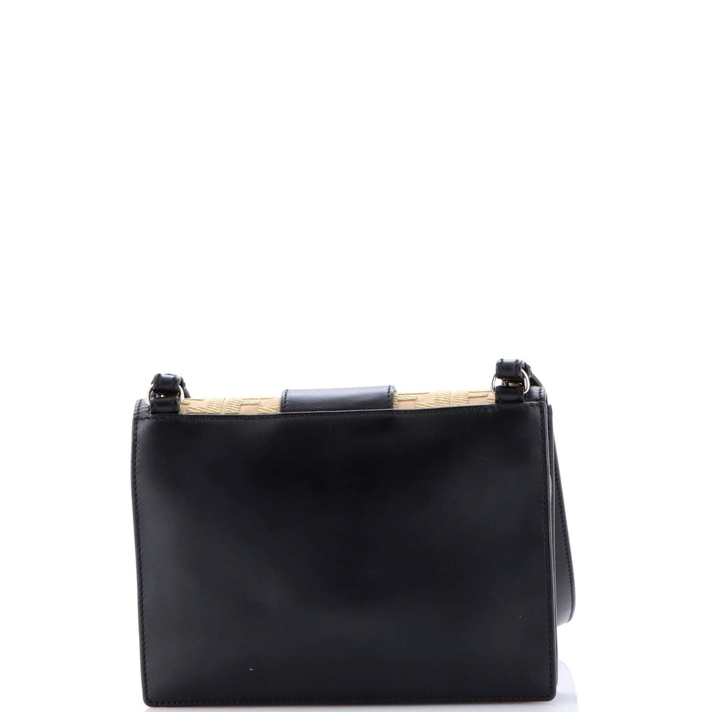Flat Baguette Crossbody Bag Leather with Zucca Jacquard Medium