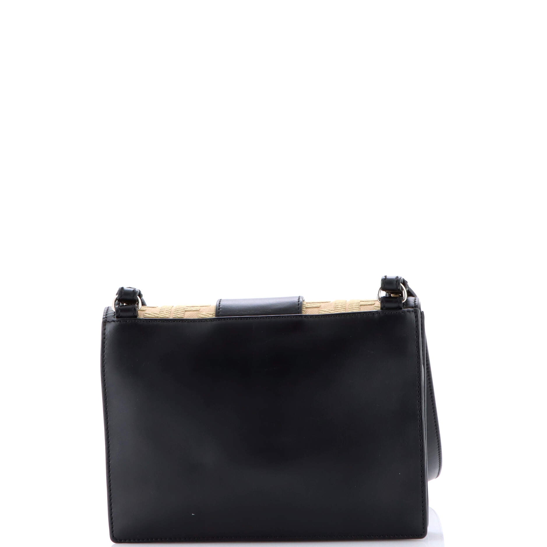 Flat Baguette Crossbody Bag Leather with Zucca Jacquard Medium