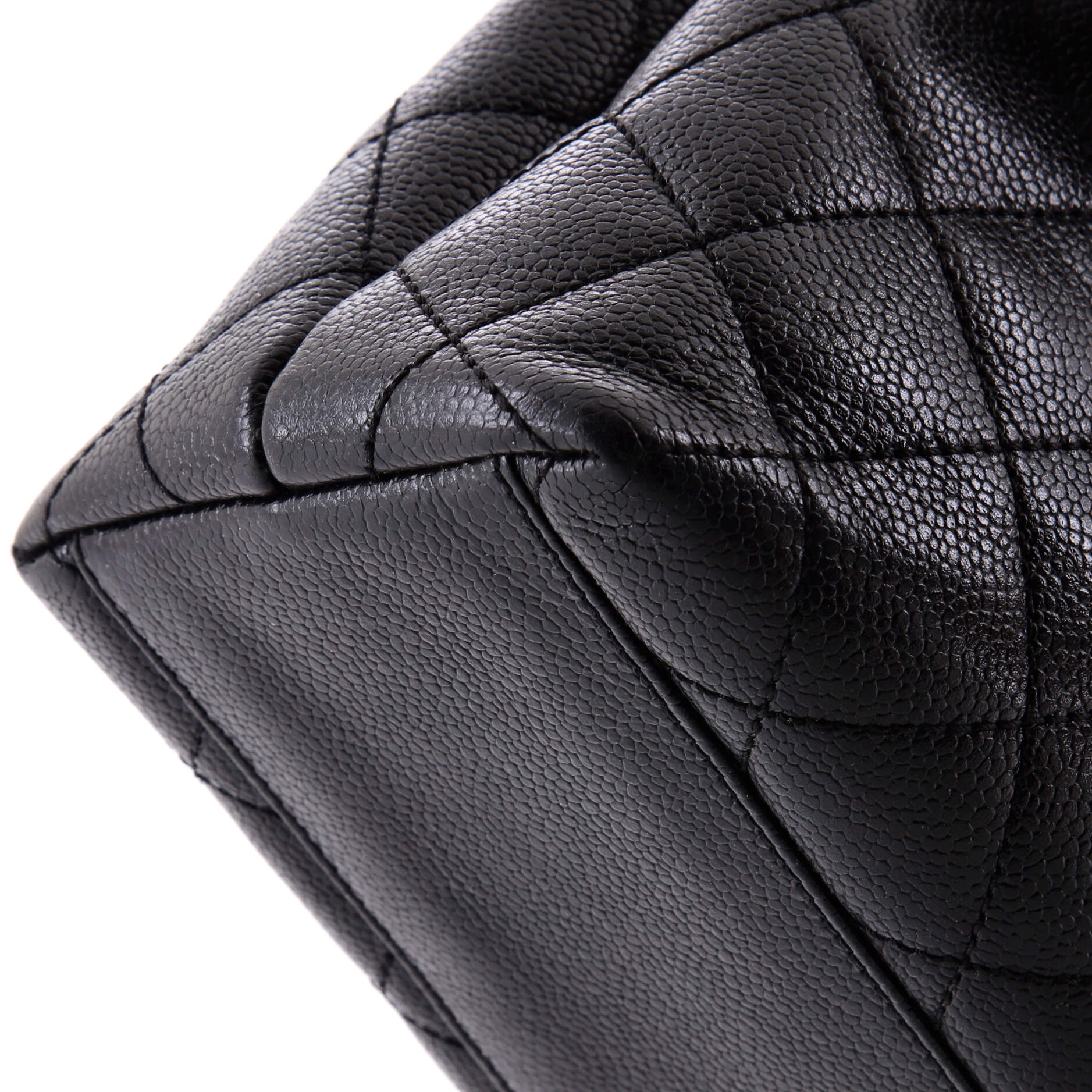 Vintage Classic Top Handle Flap Bag Quilted Caviar Jumbo