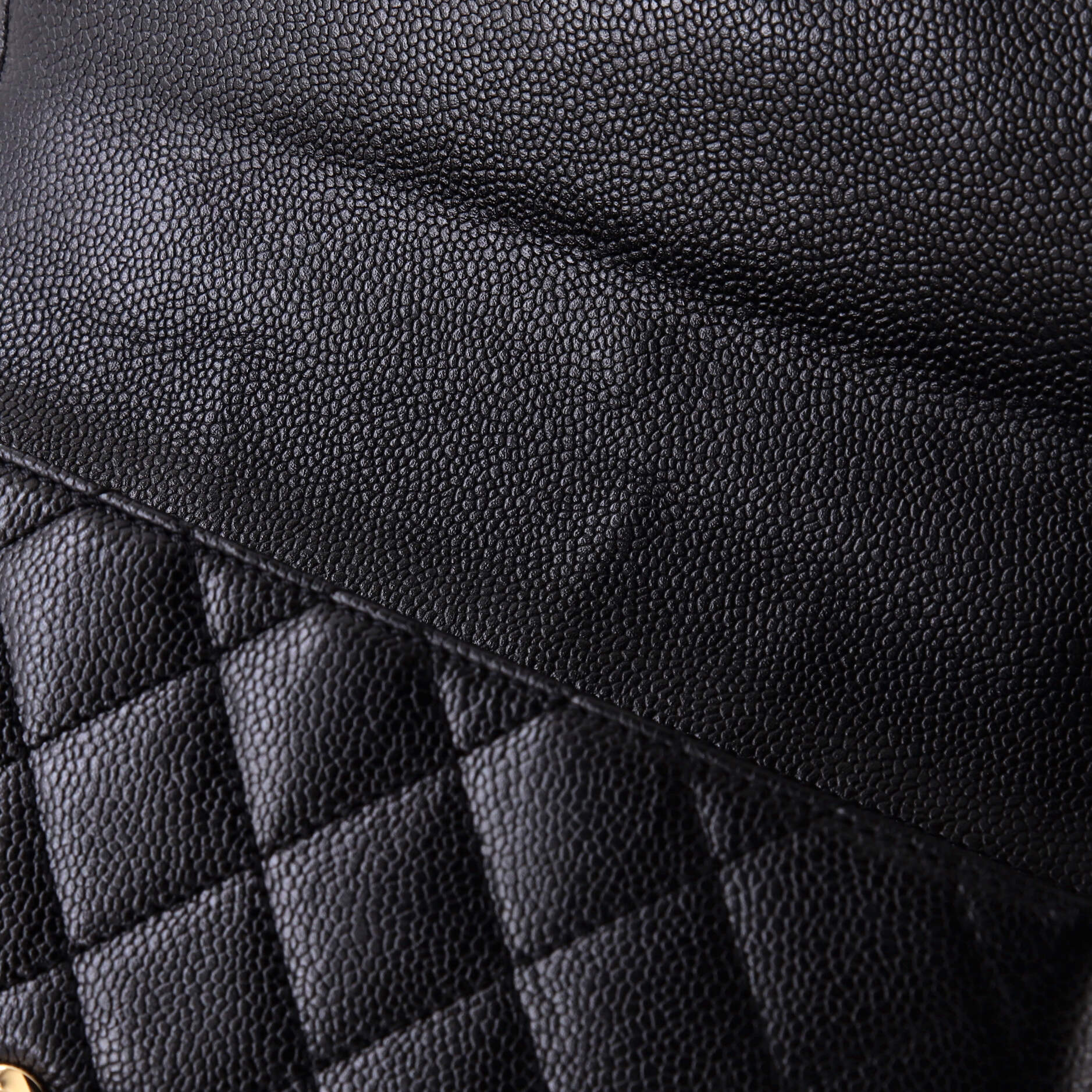 Vintage Classic Top Handle Flap Bag Quilted Caviar Jumbo