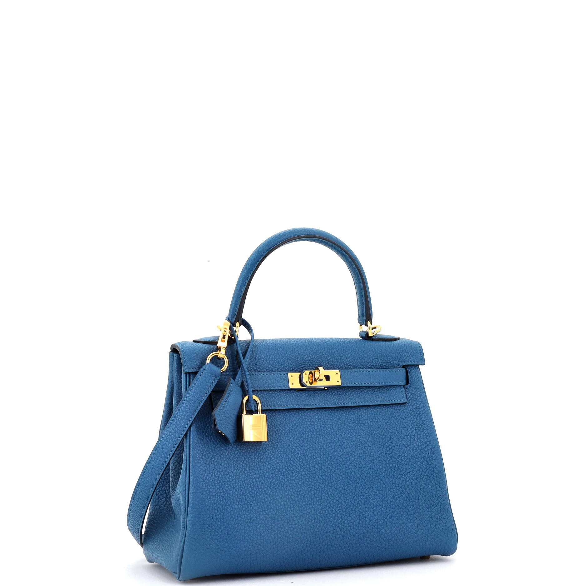 Kelly Handbag Bleu France Togo with Gold Hardware 25