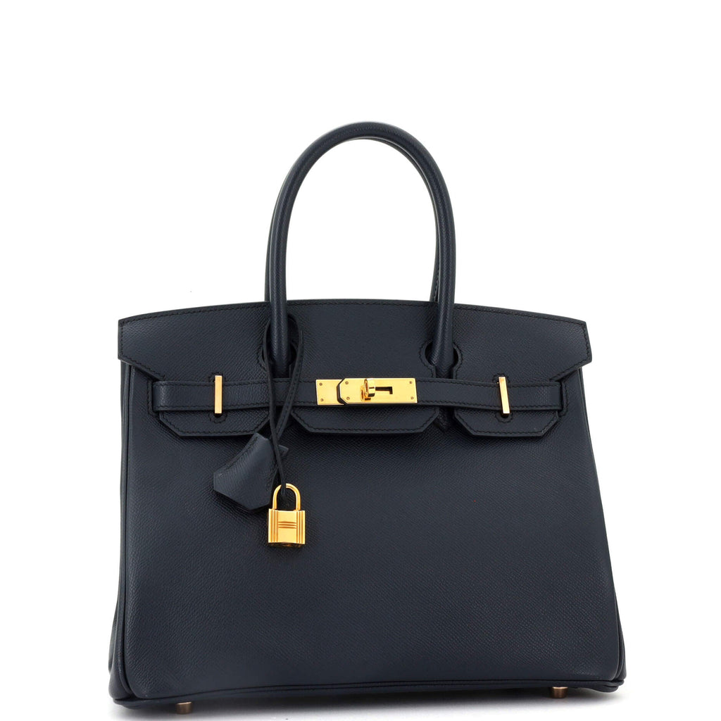 Birkin Handbag Bleu Indigo Epsom with Rose Gold Hardware 30