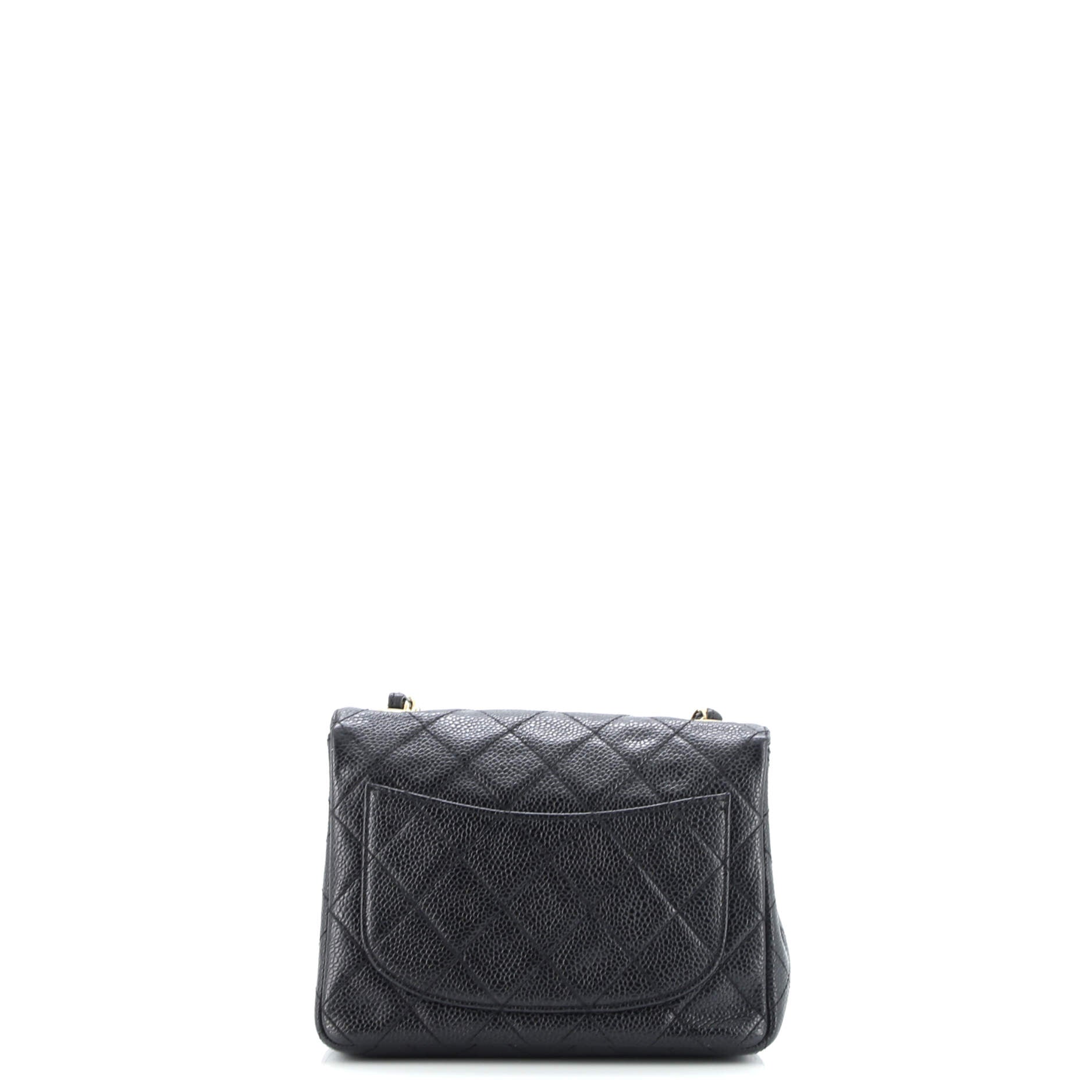 Vintage Square Classic Single Flap Bag Quilted Caviar Mini