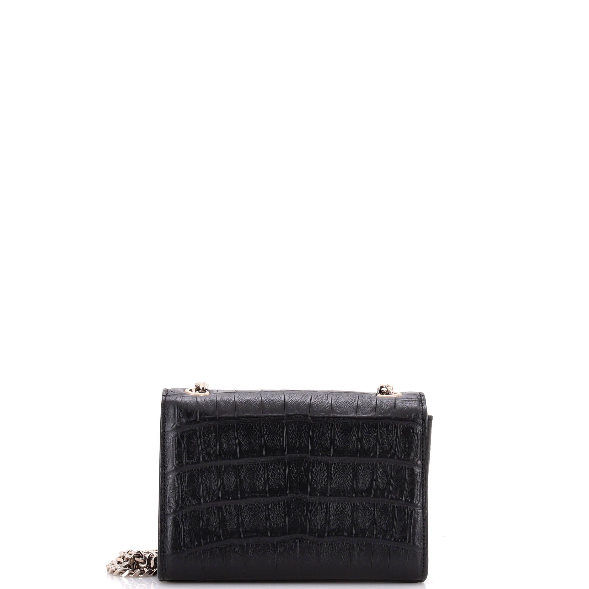Classic Monogram Tassel Crossbody Bag Crocodile Embossed Leather Small