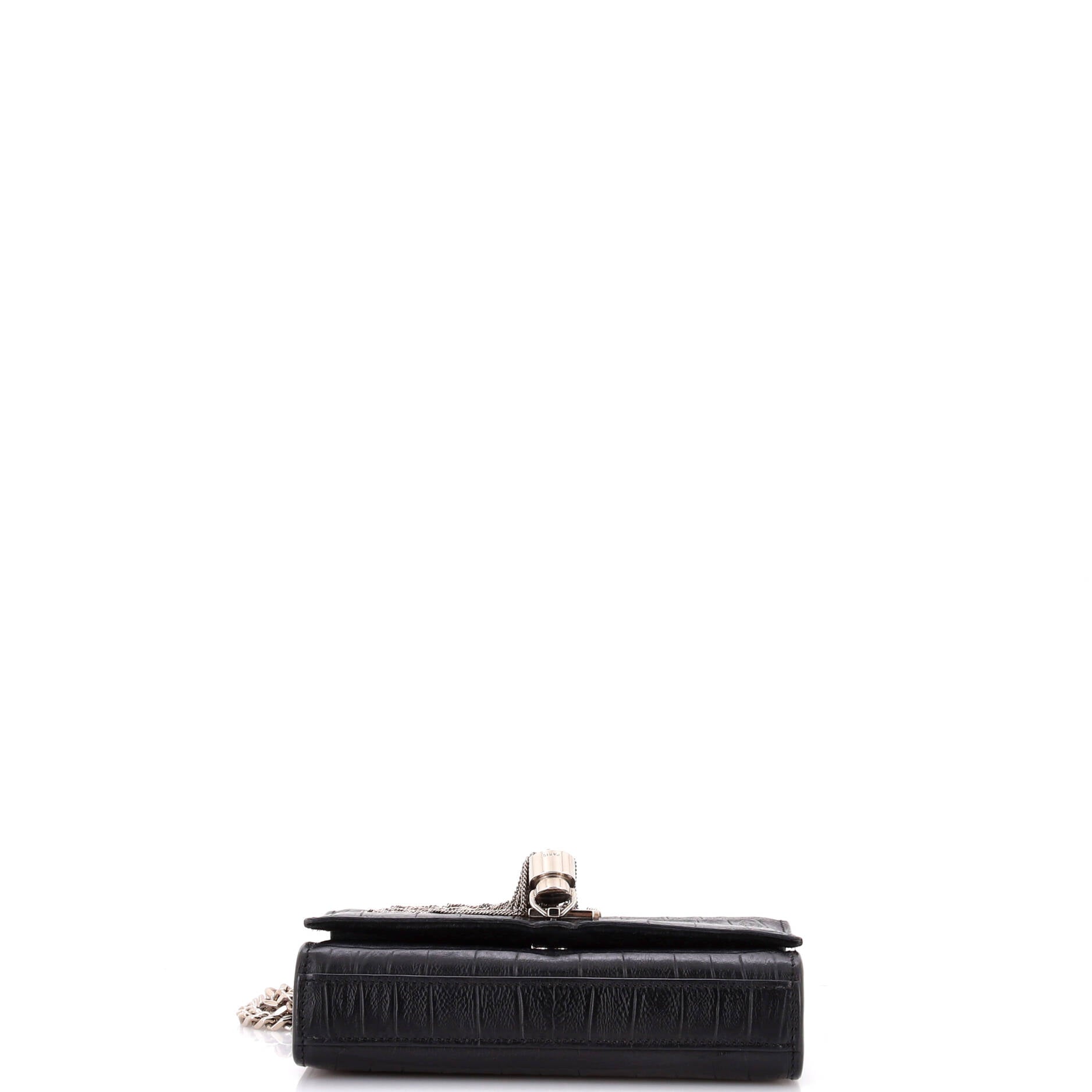 Classic Monogram Tassel Crossbody Bag Crocodile Embossed Leather Small