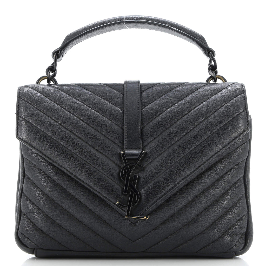 Classic Monogram College Bag Matelasse Chevron Leather Medium