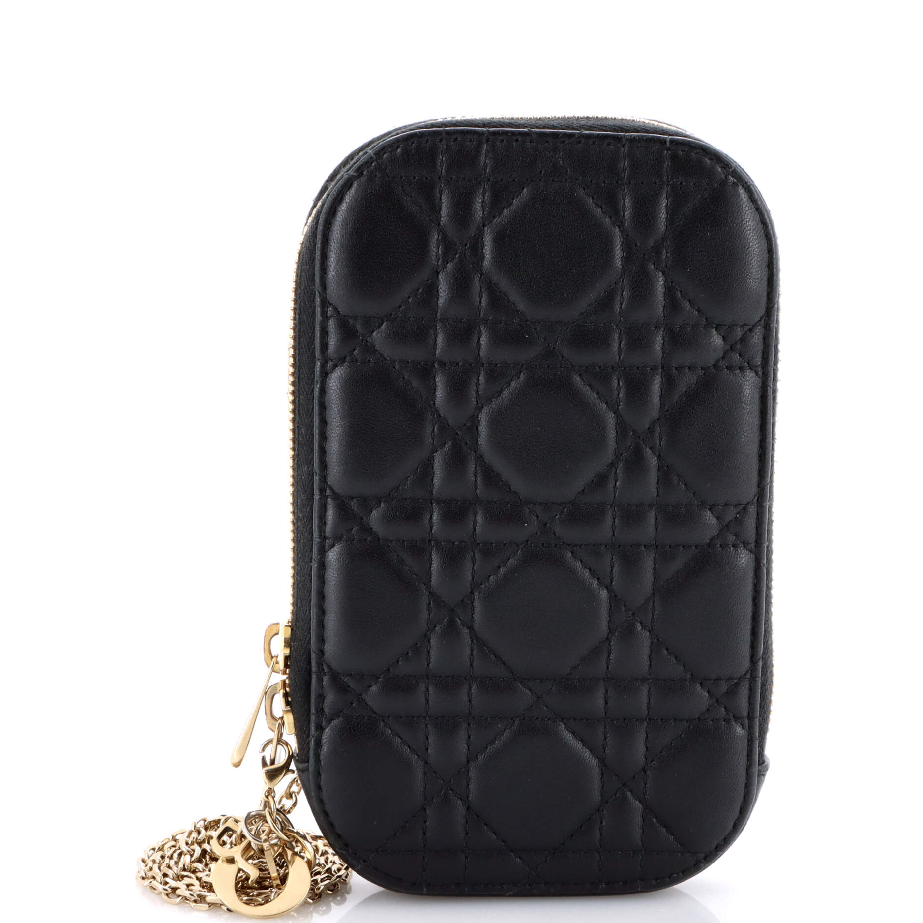 Lady Dior Phone Holder on Chain Cannage Quilt Lambskin