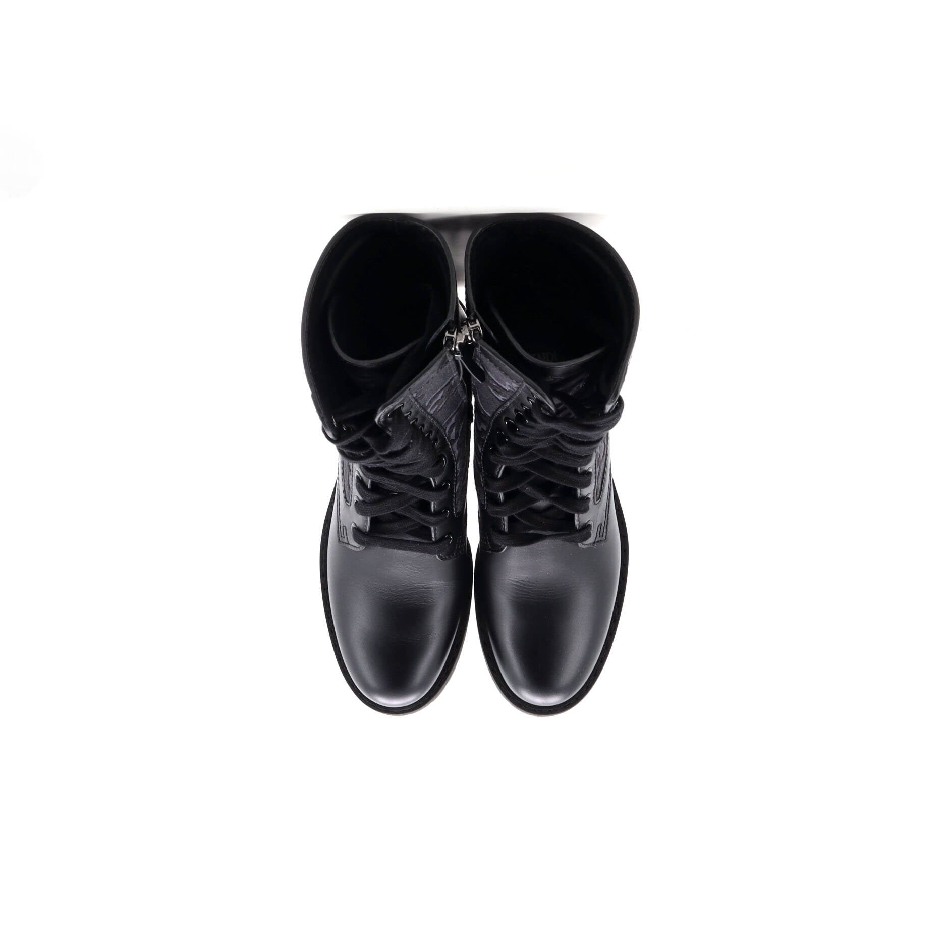 Women's Combat Boots FF Karligraphy Canvas with Leather
