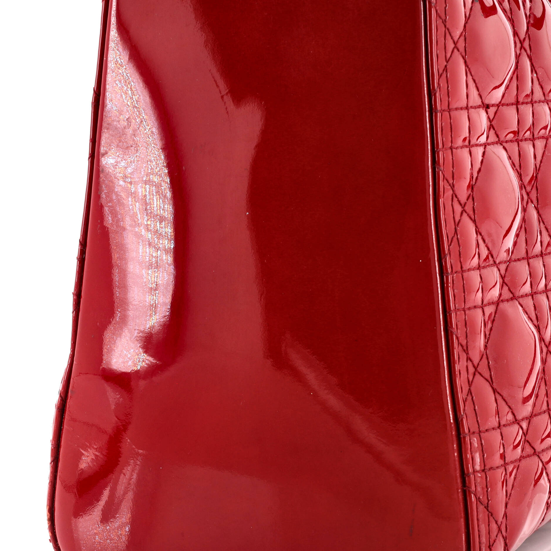 Lady Dior Bag Cannage Quilt Patent Large