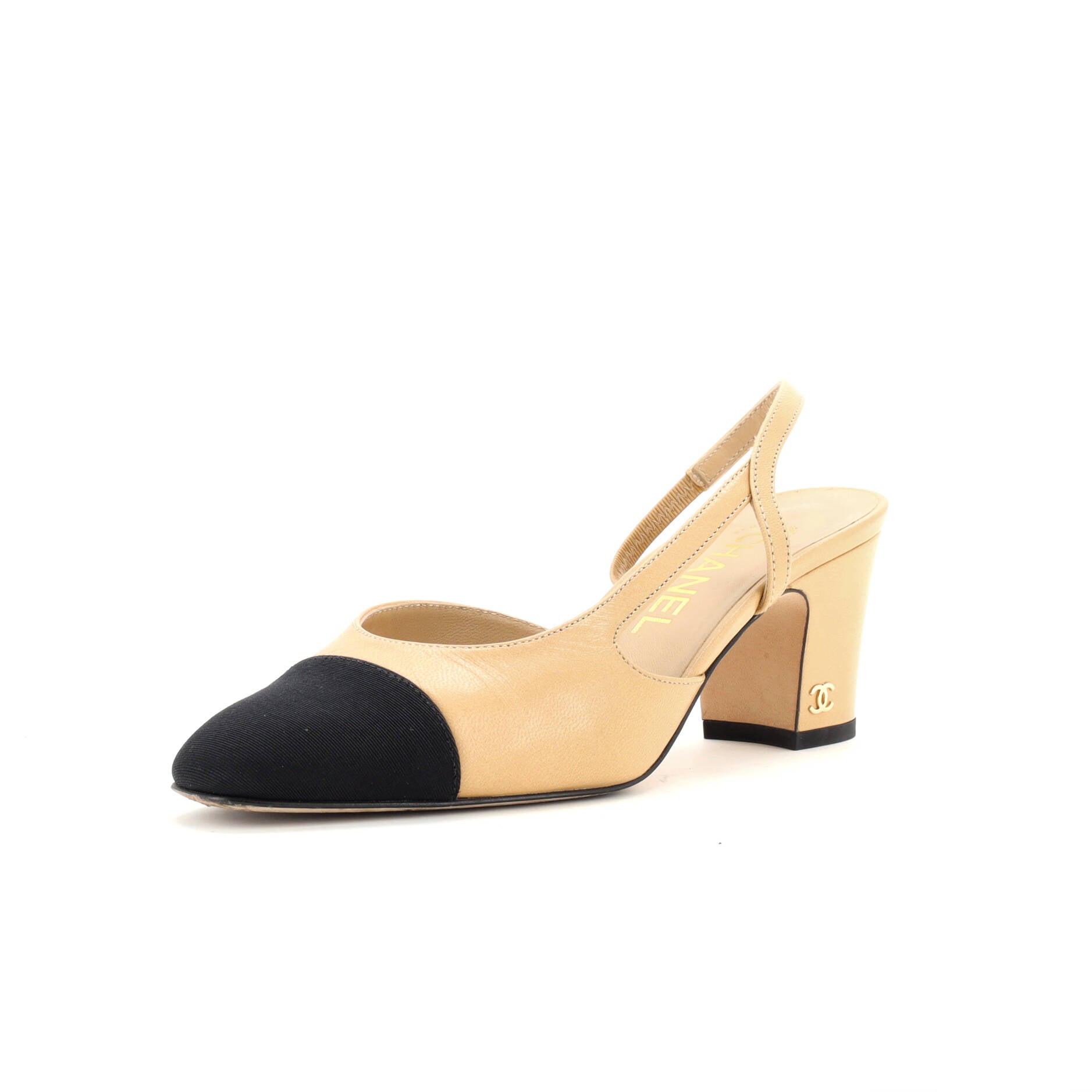 Women’s Cap Toe Slingback Pumps Leather with Grosgrain