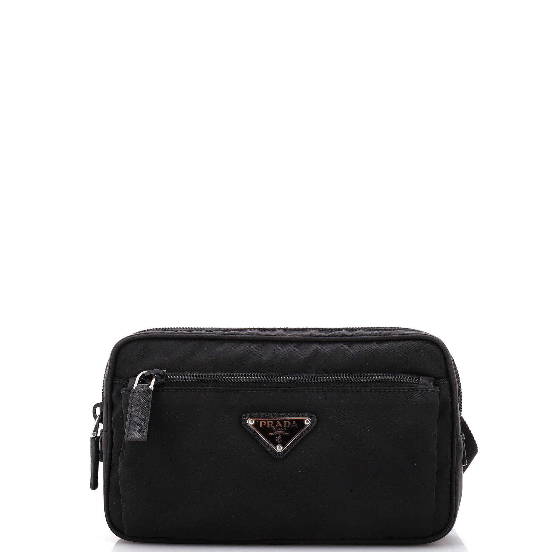 Front Pocket Belt Bag Re-Nylon with Saffiano Leather
