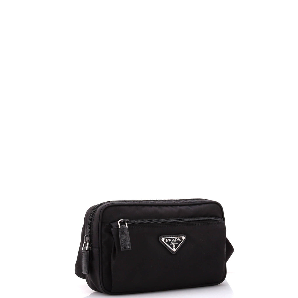 Front Pocket Belt Bag Re-Nylon with Saffiano Leather