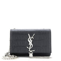 Classic Monogram Tassel Crossbody Bag Crocodile Embossed Leather Small