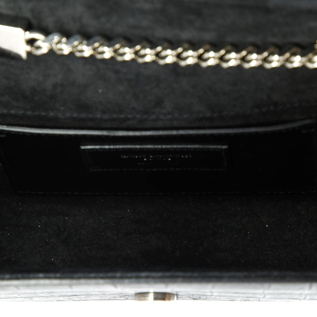 Classic Monogram Tassel Crossbody Bag Crocodile Embossed Leather Small