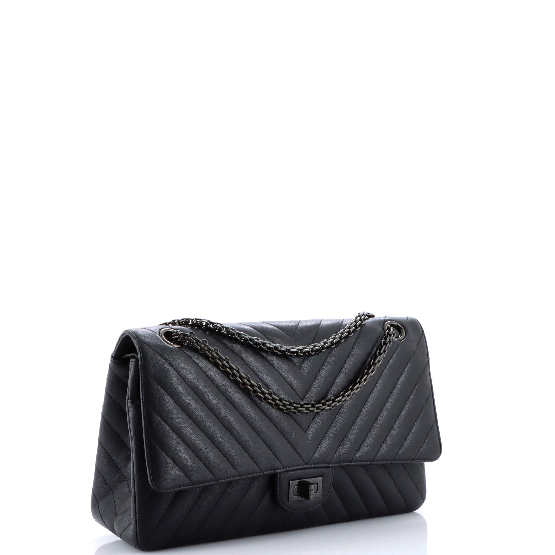 So Black Reissue 2.55 Flap Bag Chevron Sheepskin 226