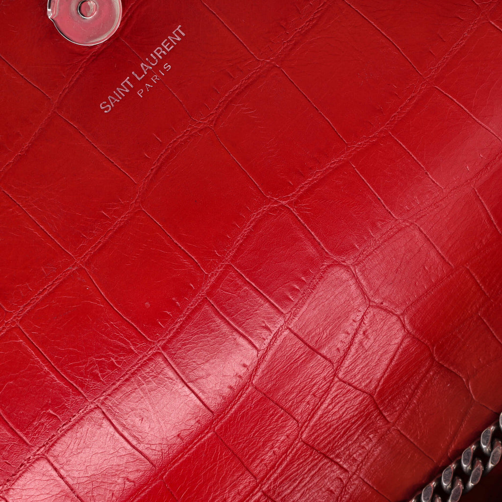 Classic Monogram Tassel Crossbody Bag Crocodile Embossed Leather Medium