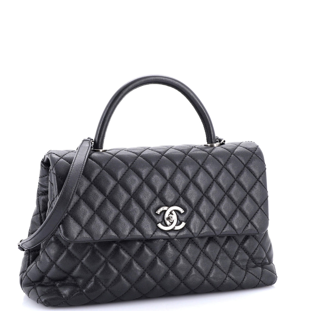 Coco Top Handle Bag Quilted Caviar Medium