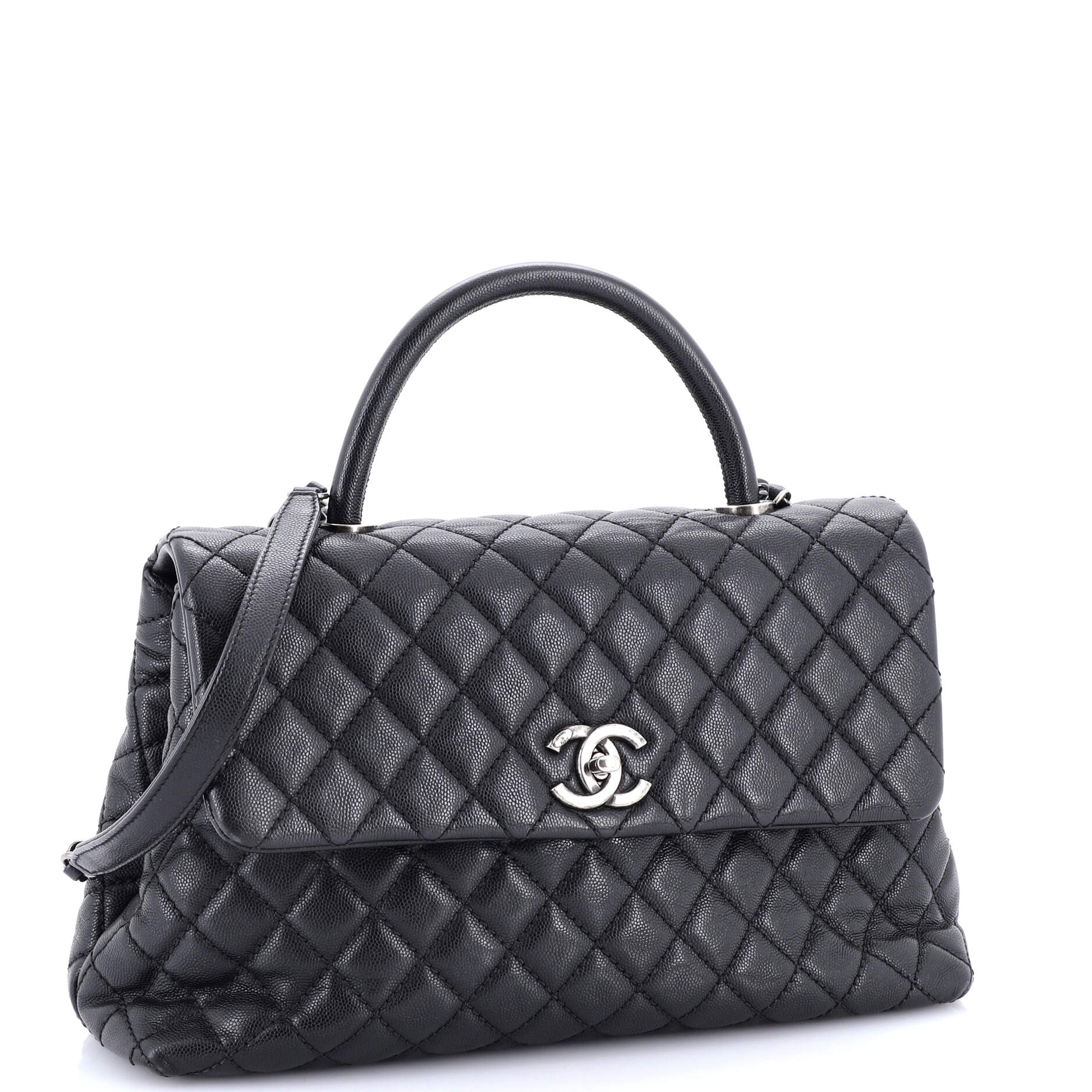 Coco Top Handle Bag Quilted Caviar Medium