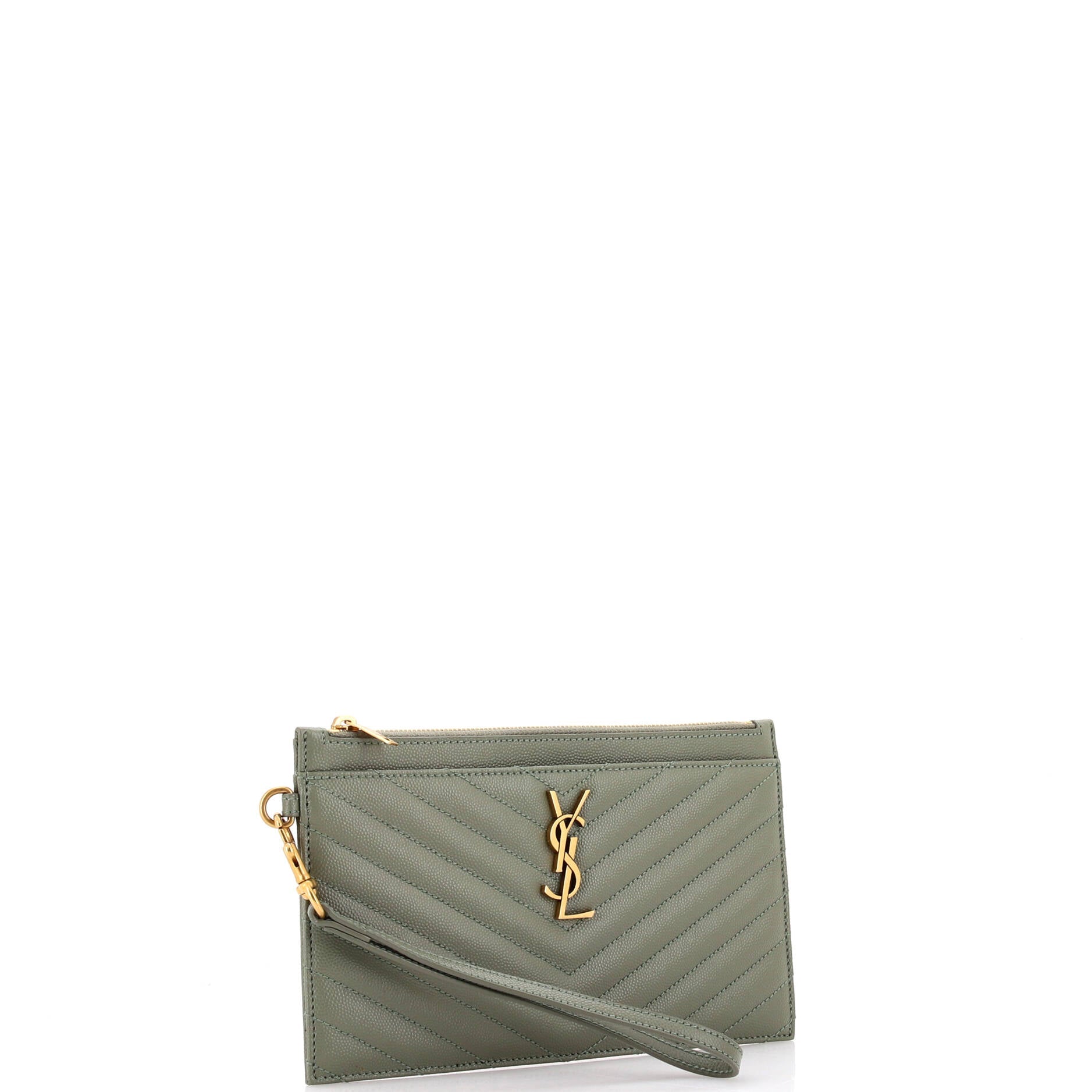 Classic Monogram Zip Bill Pouch Matelasse Chevron Leather Large