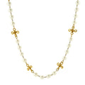 Vintage CC Cross Station Necklace Faux Pearls and Metal