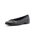 Women's CC Cap Toe Bow Ballerina Flats Quilted Leather