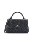 Coco Top Handle Bag Quilted Caviar Small