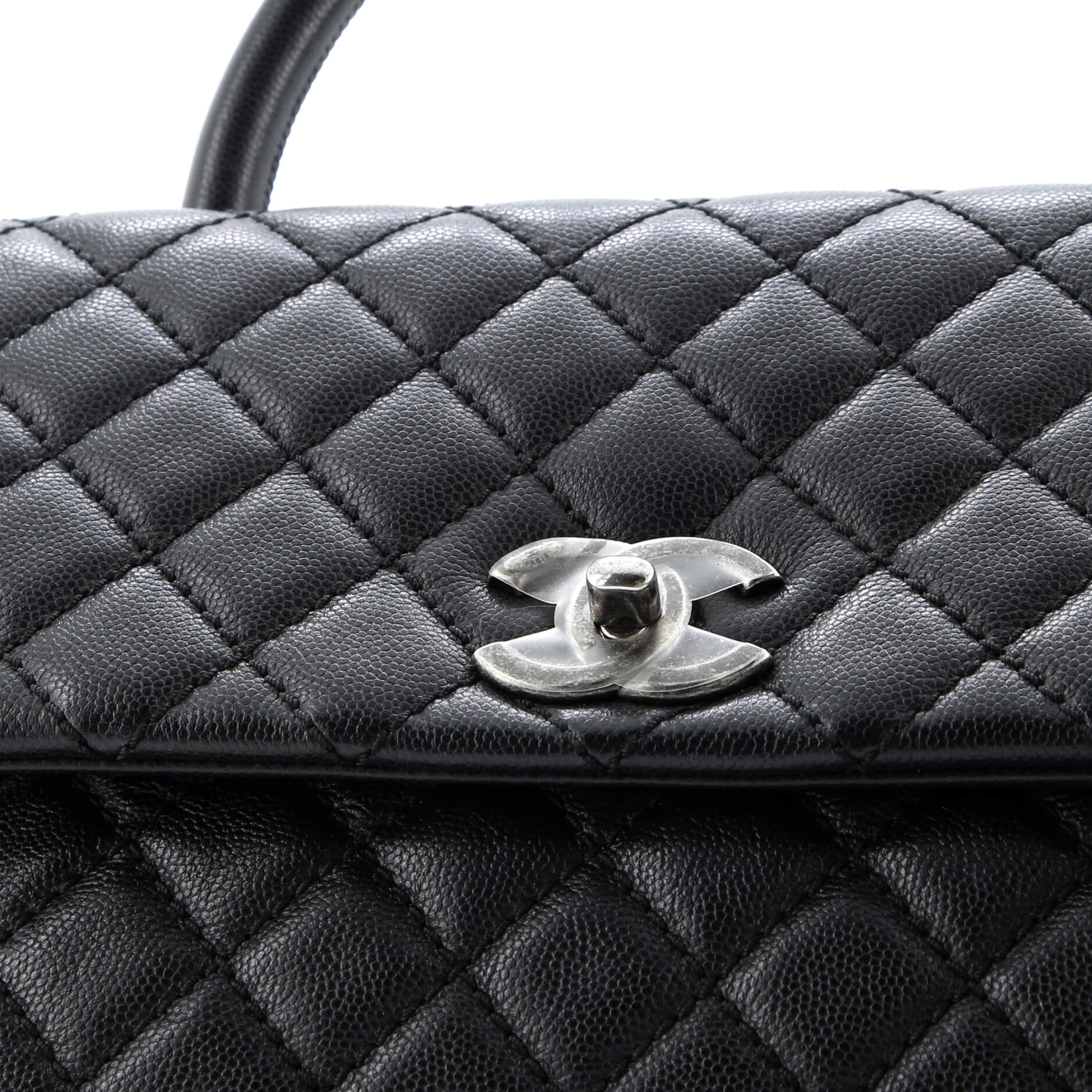 Coco Top Handle Bag Quilted Caviar Small