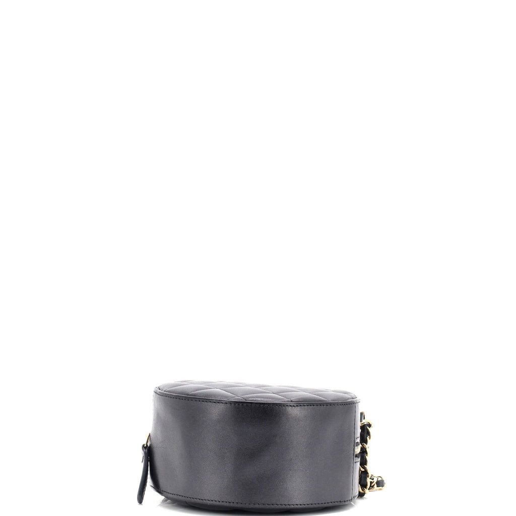 Bow Strap Round Clutch with Chain Quilted Lambskin