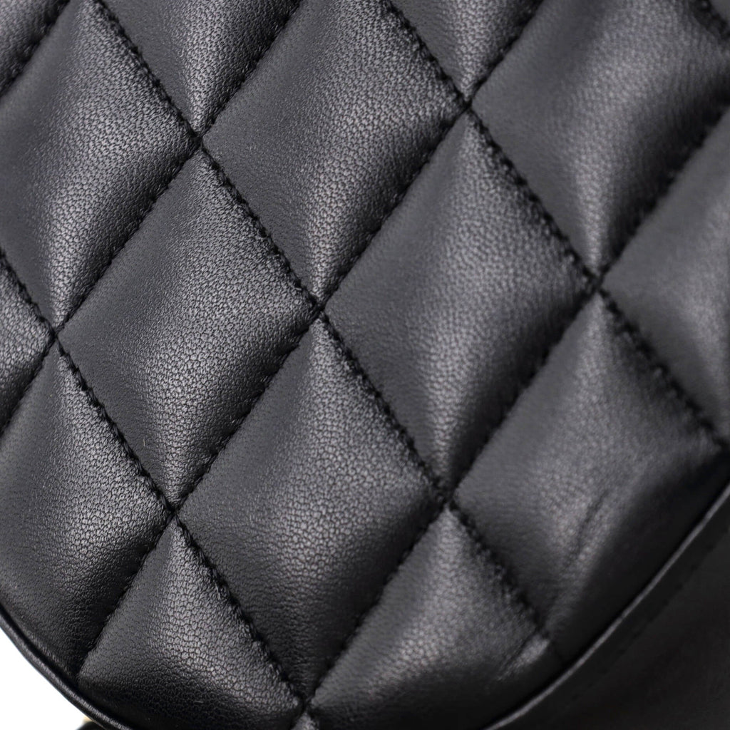Bow Strap Round Clutch with Chain Quilted Lambskin