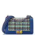 Boy Flap Bag Woven PVC with Lambskin Old Medium