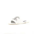 Women's CC Slide Sandals Crystal Embellished Woven Raffia
