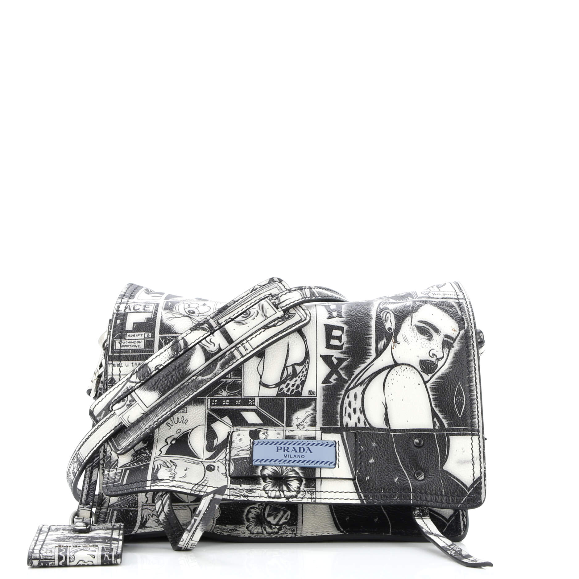 Etiquette Flap Bag Printed Leather Small