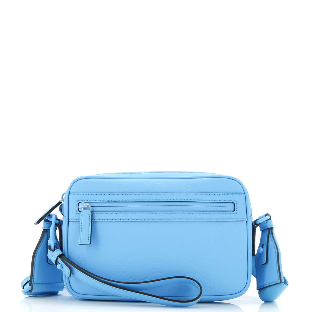 Front Zip Crossbody Bag GG Rubber Effect Leather Small