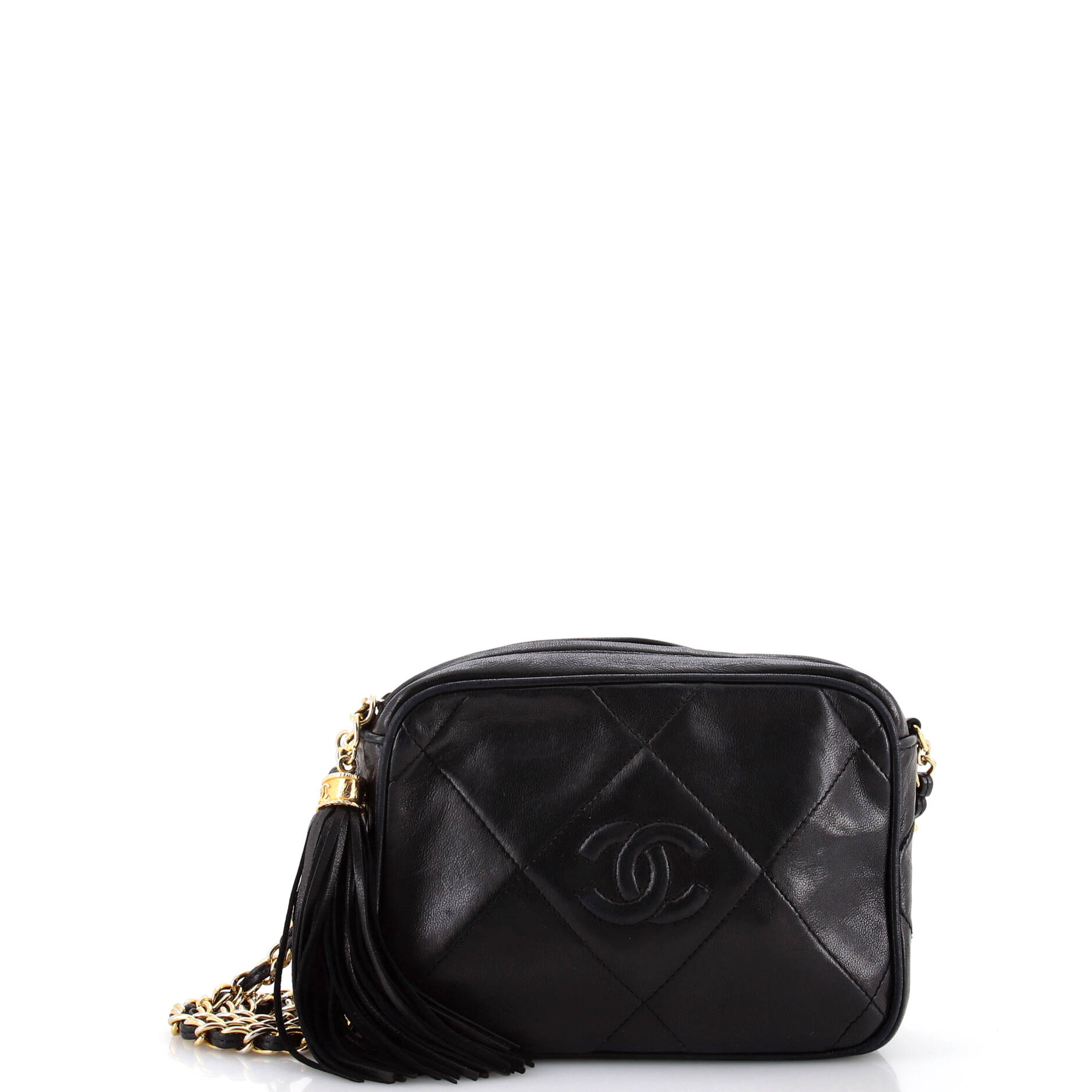 Vintage Diamond CC Camera Bag Quilted Leather Small