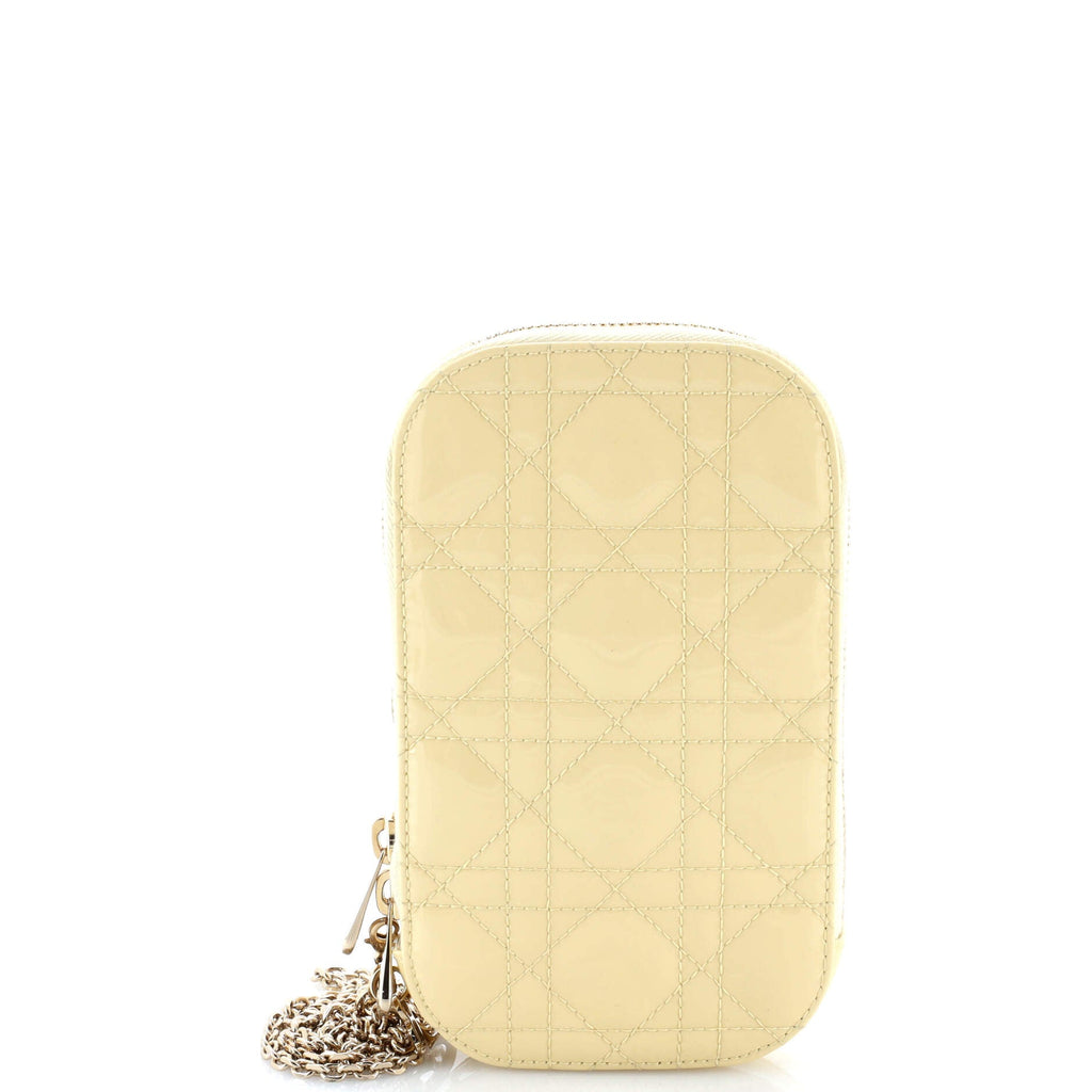 Lady Dior Phone Holder on Chain Cannage Quilt Patent