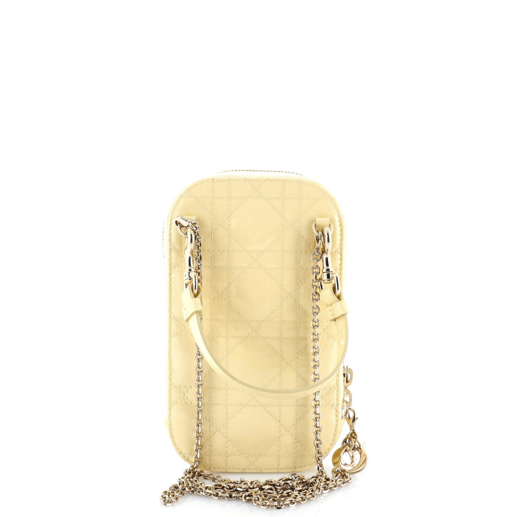 Lady Dior Phone Holder on Chain Cannage Quilt Patent