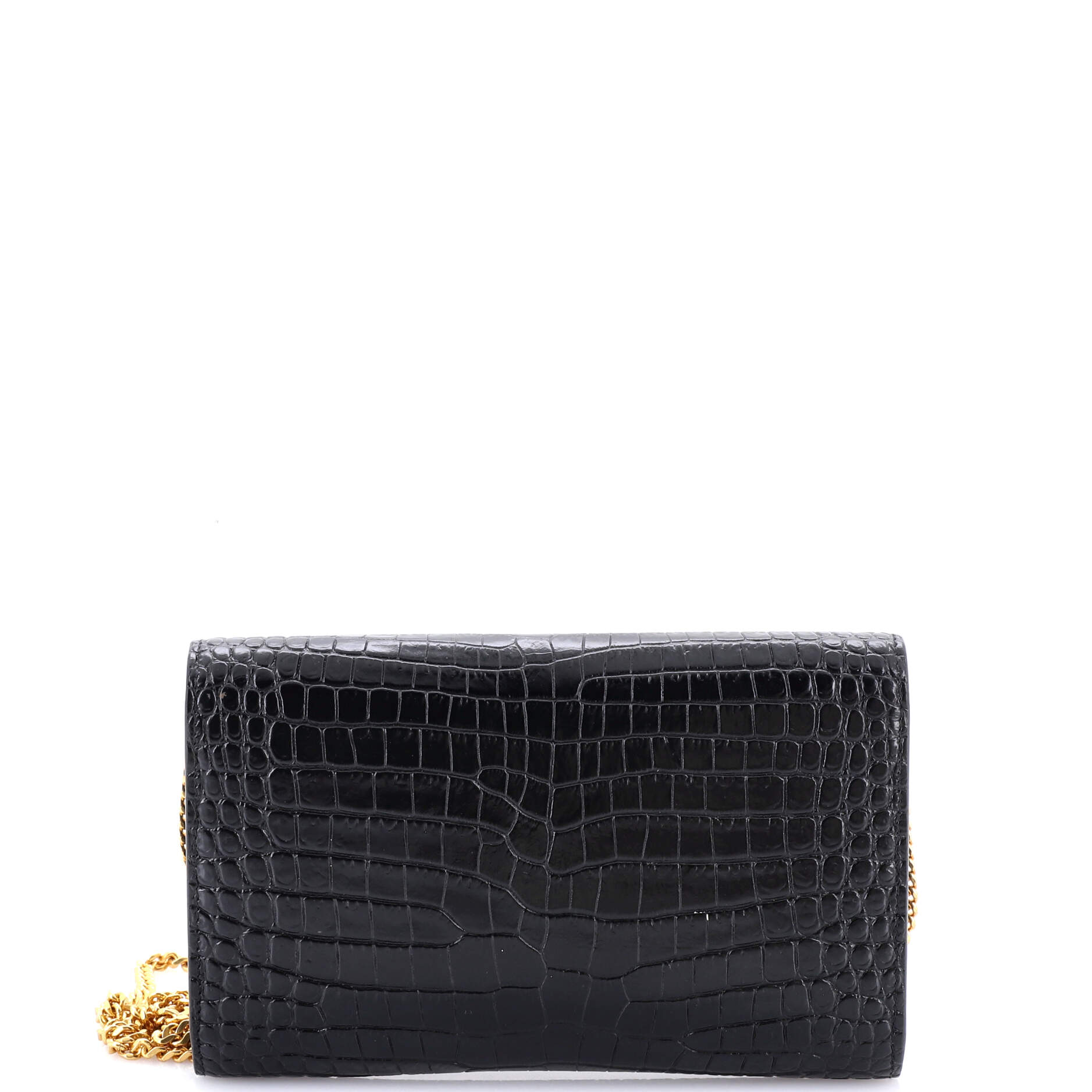 Uptown Chain Wallet Crocodile Embossed Leather