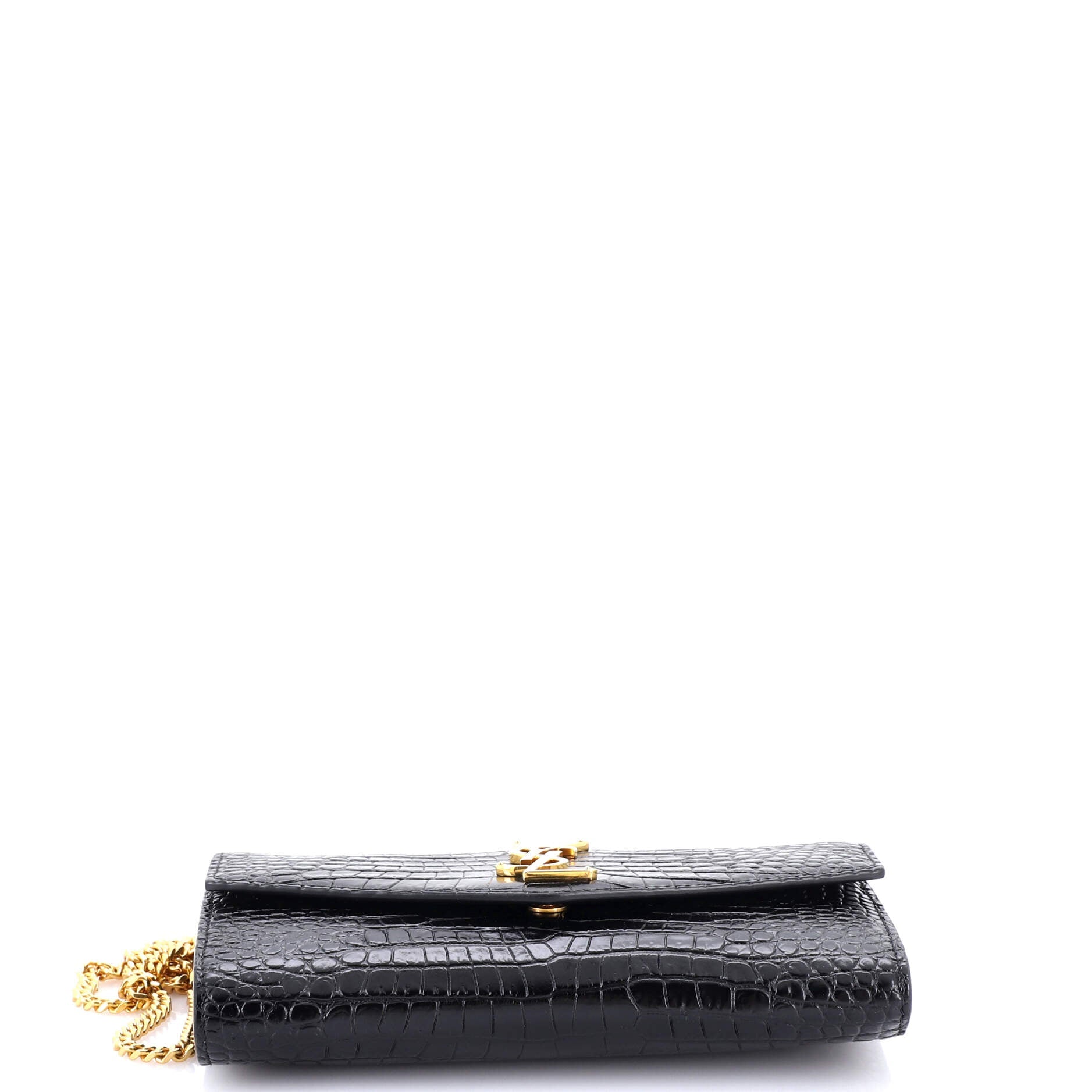 Uptown Chain Wallet Crocodile Embossed Leather
