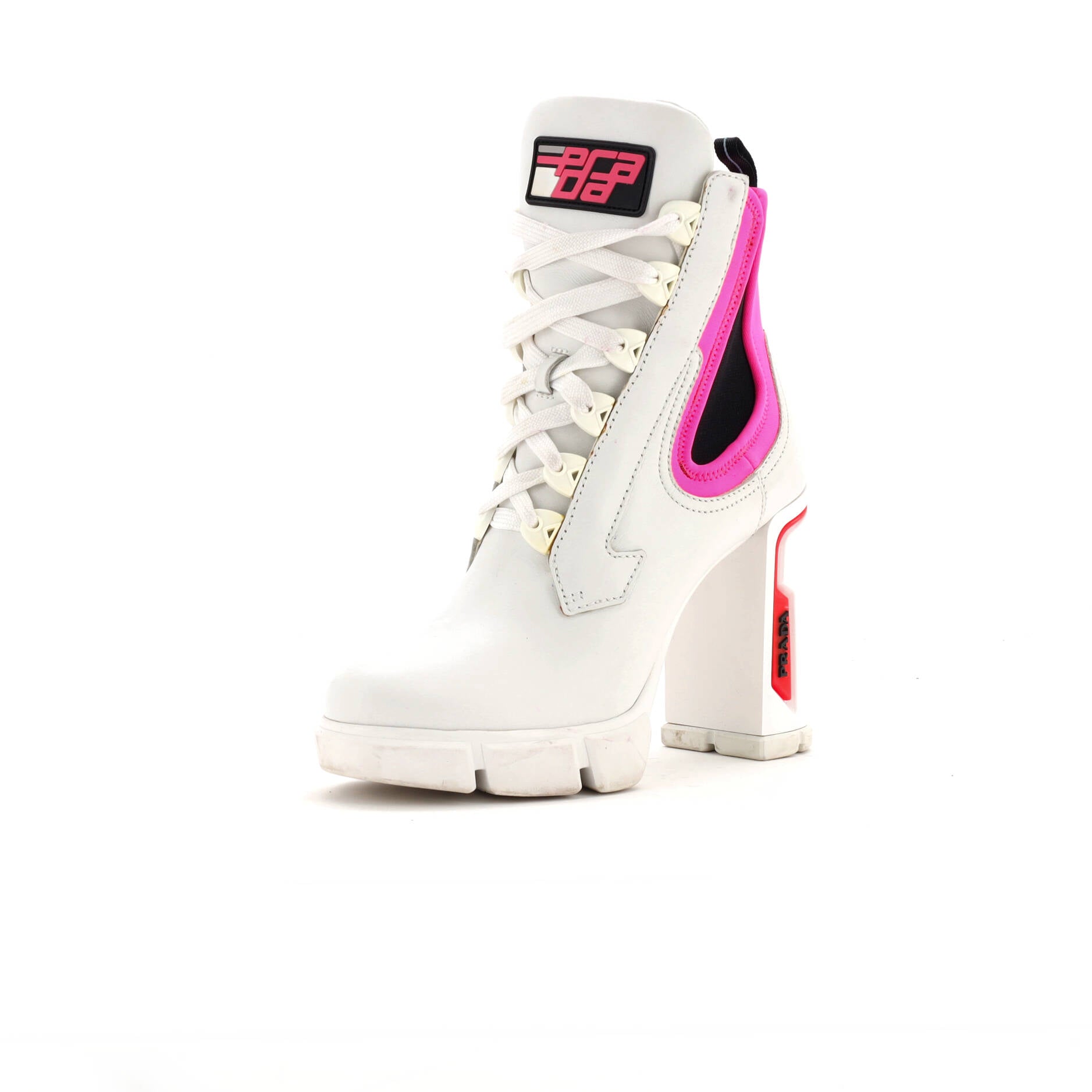 Women's Heeled Lug Sole Combat Boots Leather and Neoprene