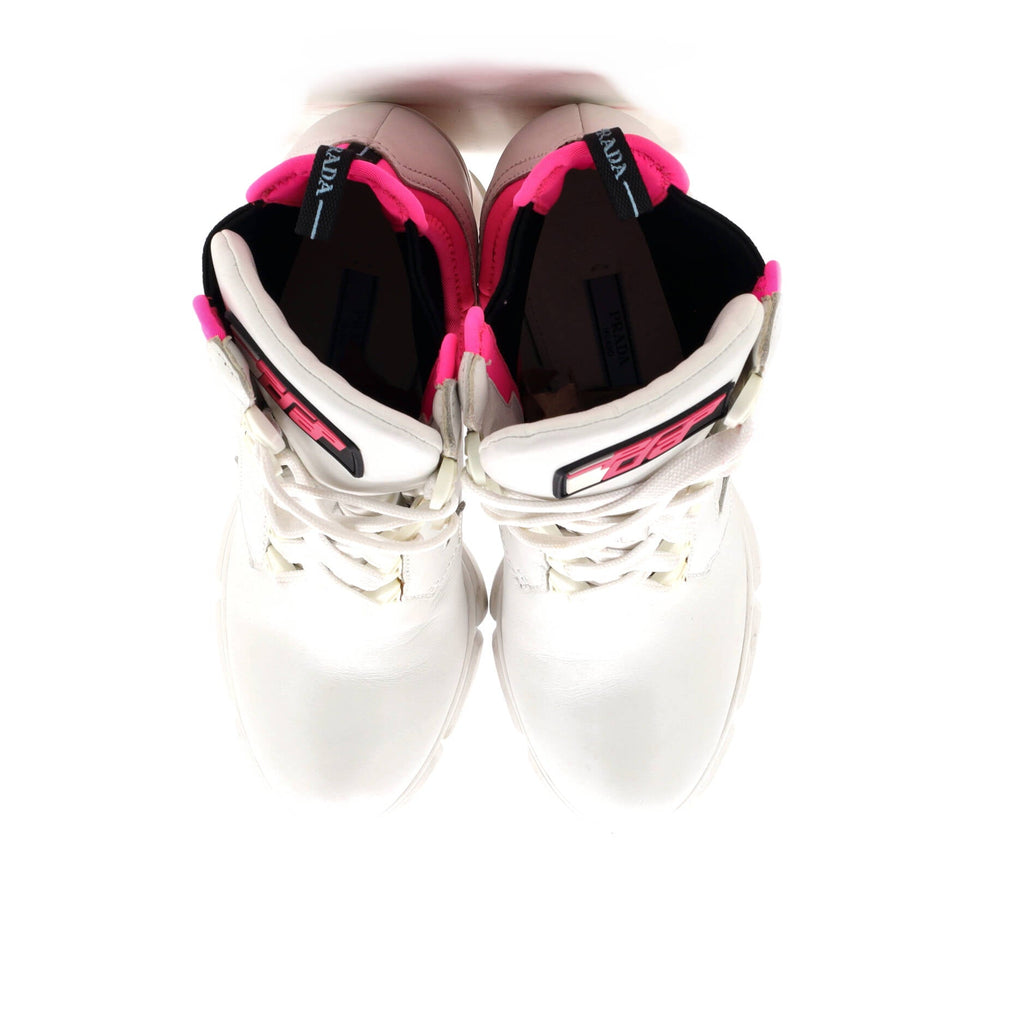 Women's Heeled Lug Sole Combat Boots Leather and Neoprene