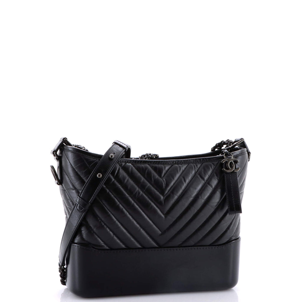 So Black Gabrielle Hobo Chevron Aged Calfskin Medium