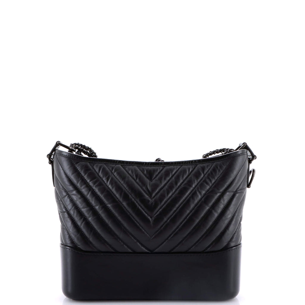 So Black Gabrielle Hobo Chevron Aged Calfskin Medium
