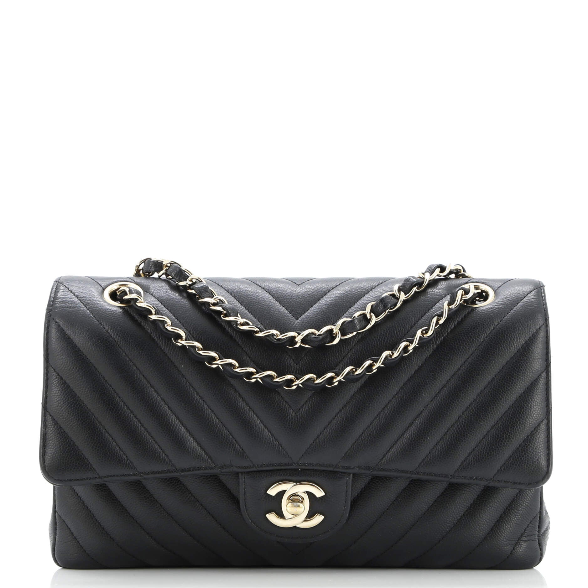 Classic Double Flap Bag Chevron Caviar Medium