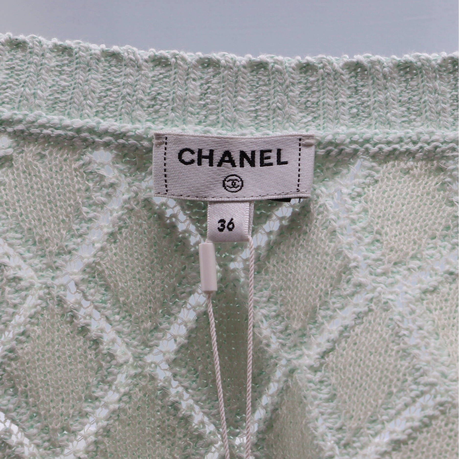 Women's CC Crystal Buttons Two Pocket Crewneck Cardigan Cotton Blend