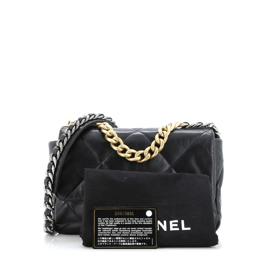 19 Flap Bag Quilted Shiny Crumpled Calfskin Medium