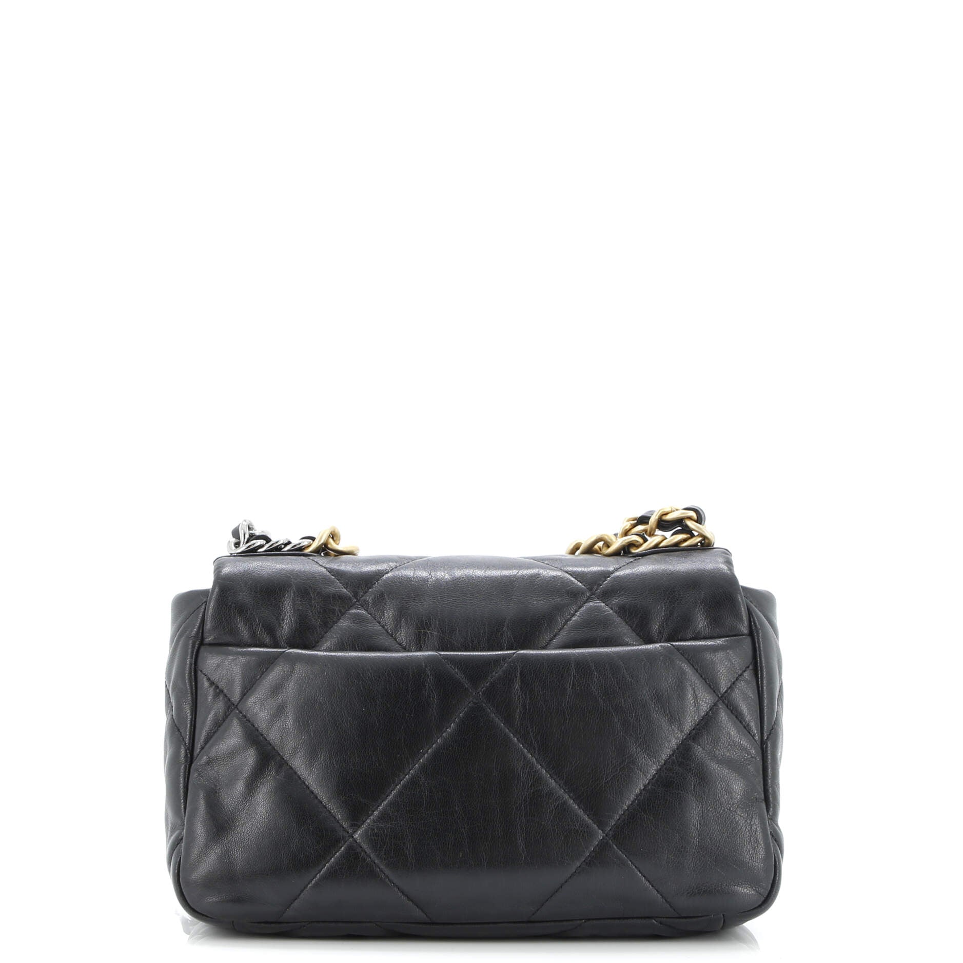 19 Flap Bag Quilted Shiny Crumpled Calfskin Medium