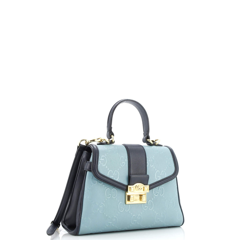 GG Padlock Top Handle Bag GG Embossed Leather Small